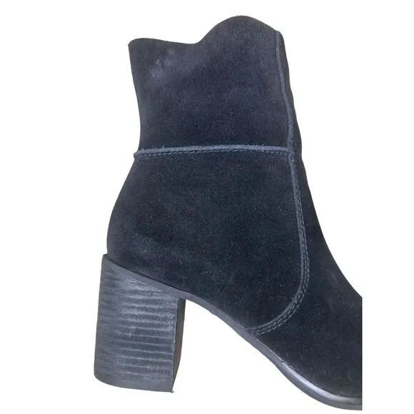 Frye &amp; Co Phoebe Suede Leather Boots Womens 8 Black Ankle 70s Retro Gothic Boho