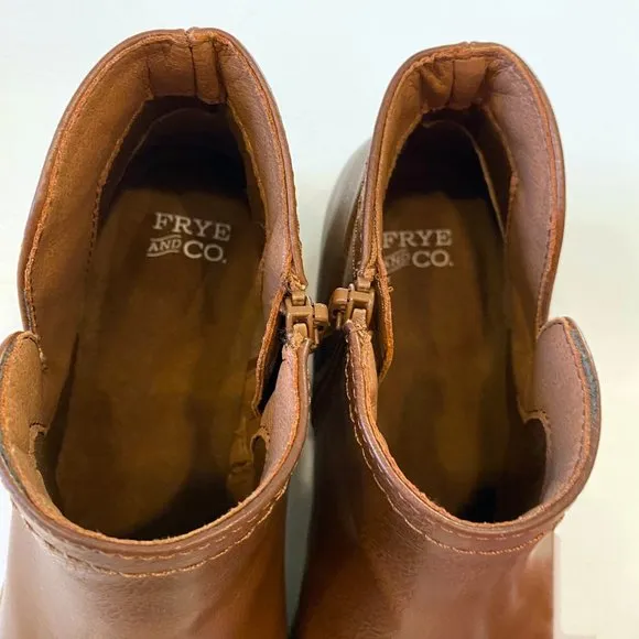 Frye &amp; Co. Women's Booties Pembrooke Redwood Stacked Heel Boots Size 8.5 M PLF22