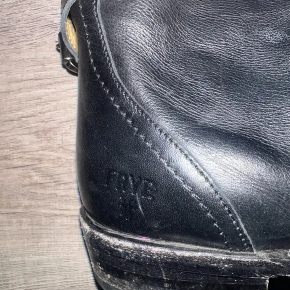 Frye &quot;Melissa&quot; Tall Wide Calf Boots Biker/Riding  Wms Sz 7 Black  Made Spain