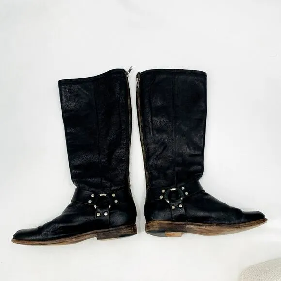Frye Black Leather Calf Riding Boots