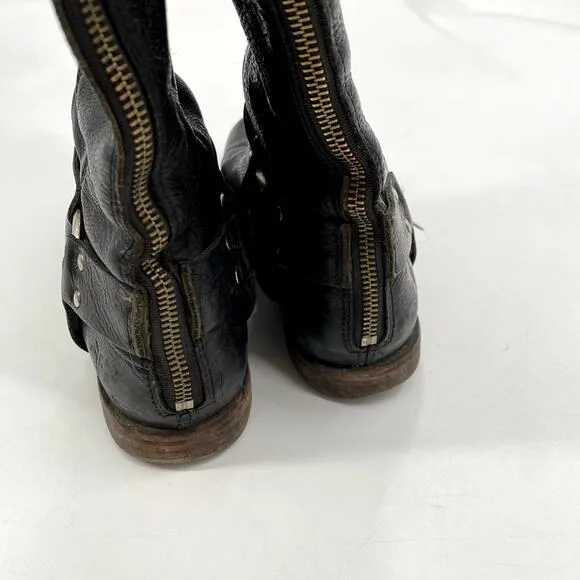 Frye Black Leather Calf Riding Boots