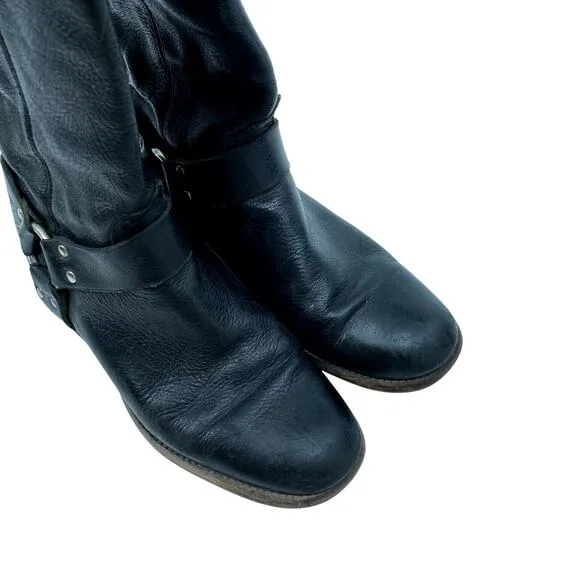 Frye Black Leather Calf Riding Boots