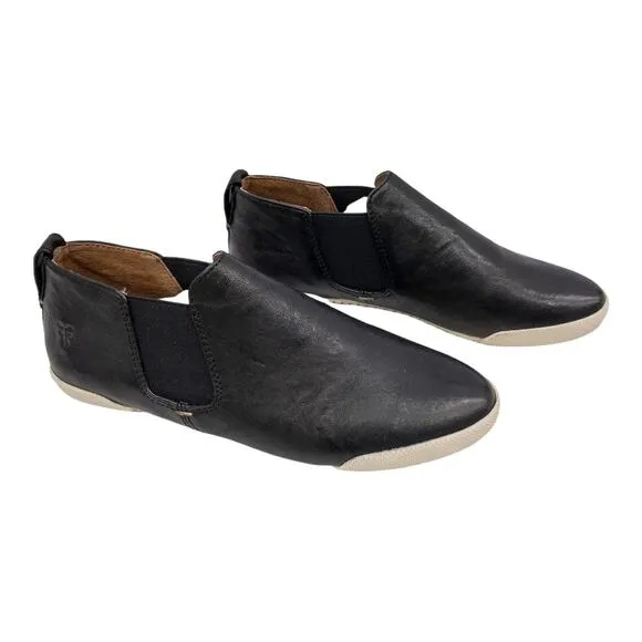 Frye Black Melanie Chelsea Slip On minimalist Leather Sneaker Loafers 5.5