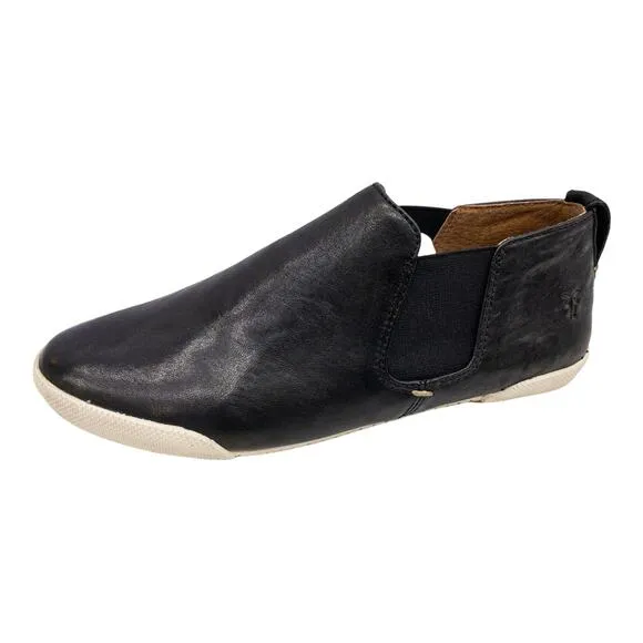 Frye Black Melanie Chelsea Slip On minimalist Leather Sneaker Loafers 5.5