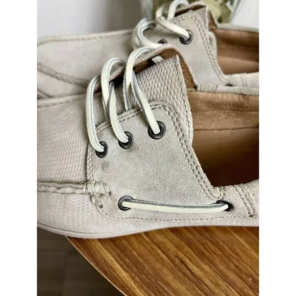 FRYE Briggs Boat Shoe Men's Grey Beige‎ Milkshake Suede Loafers Size 9.5