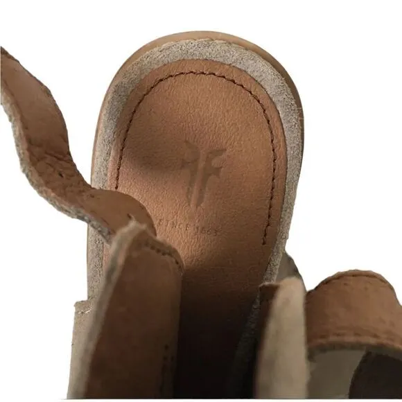 Frye Courtney Sling Back Suede Leather Boots Peep Toe Mule Stacked Heel Size 7