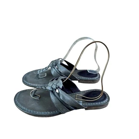 Frye Gray Carson Sandals Braided Thong Leather 8.5