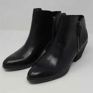 FRYE Judith Black Leather Double Zip Ankle Boots Stacked Heel Booties