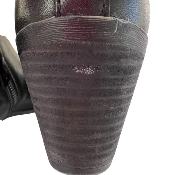 Frye Judith Double Zip Leather Almond Toe Block Heel Ankle Boots Black Size 7