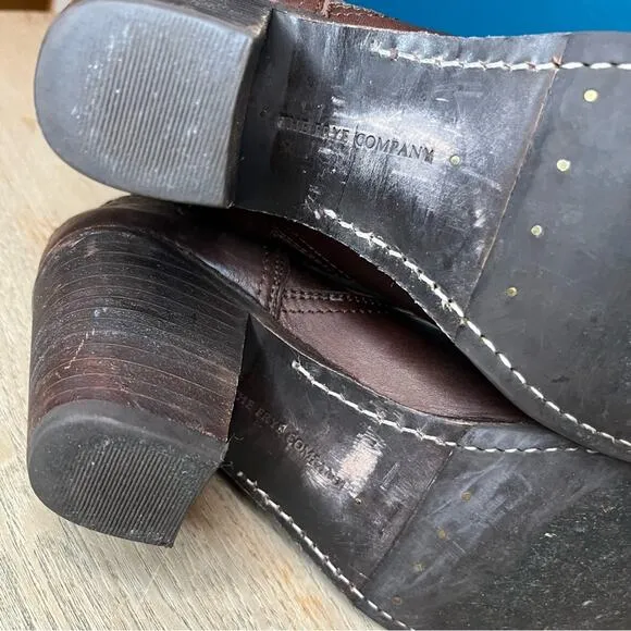 Frye Karla Engineer Boots Stacked Block Heel Leather Buckle Brown Women’s 7.5