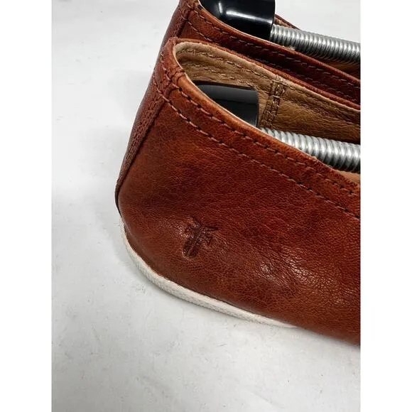 Frye Melanie Loafer 9.5 Slip-On Leather Shoes Round Toe Brown White Womens