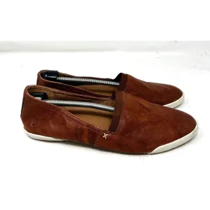 Frye Melanie Loafer 9.5 Slip-On Leather Shoes Round Toe Brown White Womens
