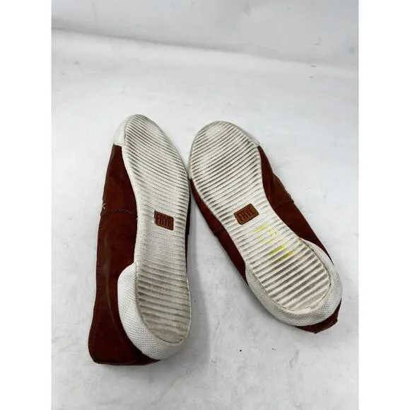 Frye Melanie Loafer 9.5 Slip-On Leather Shoes Round Toe Brown White Womens