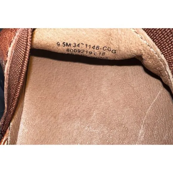 Frye Melanie Loafer 9.5 Slip-On Leather Shoes Round Toe Brown White Womens