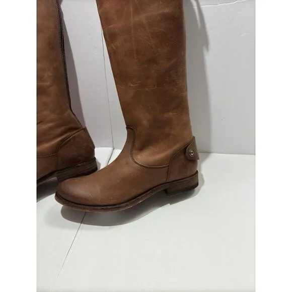 Frye Melissa Button 2 Riding Boots Sz 6 Womens Cognac Soft Leather Extended Calf