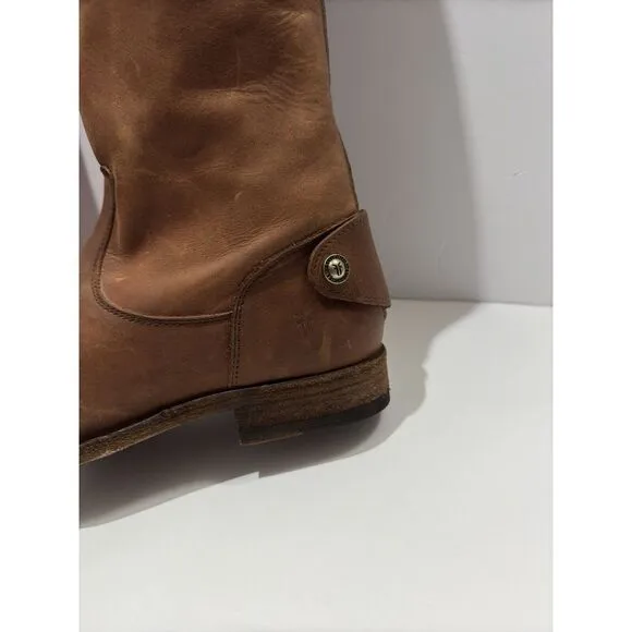 Frye Melissa Button 2 Riding Boots Sz 6 Womens Cognac Soft Leather Extended Calf