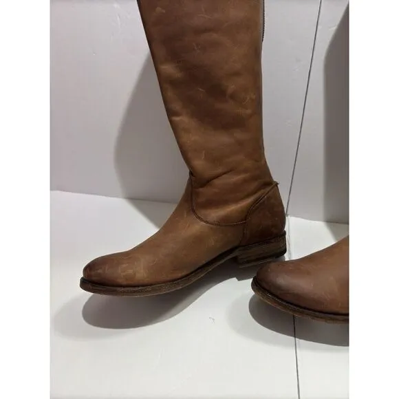Frye Melissa Button 2 Riding Boots Sz 6 Womens Cognac Soft Leather Extended Calf