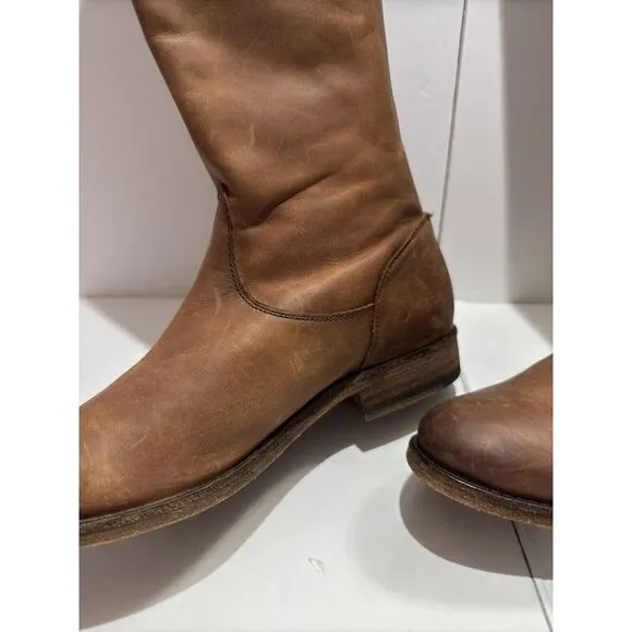Frye Melissa Button 2 Riding Boots Sz 6 Womens Cognac Soft Leather Extended Calf