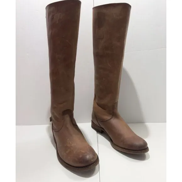 Frye Melissa Button 2 Riding Boots Sz 6 Womens Cognac Soft Leather Extended Calf