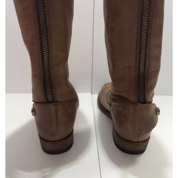 Frye Melissa Button 2 Riding Boots Sz 6 Womens Cognac Soft Leather Extended Calf