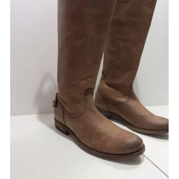 Frye Melissa Button 2 Riding Boots Sz 6 Womens Cognac Soft Leather Extended Calf