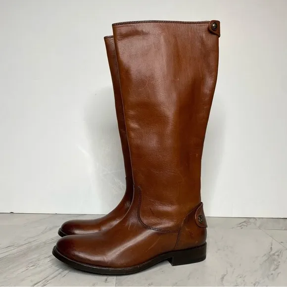 Frye Melissa Button Back Zipper Brown Boots 5 1/2