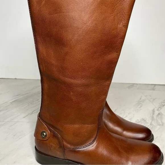 Frye Melissa Button Back Zipper Brown Boots 5 1/2
