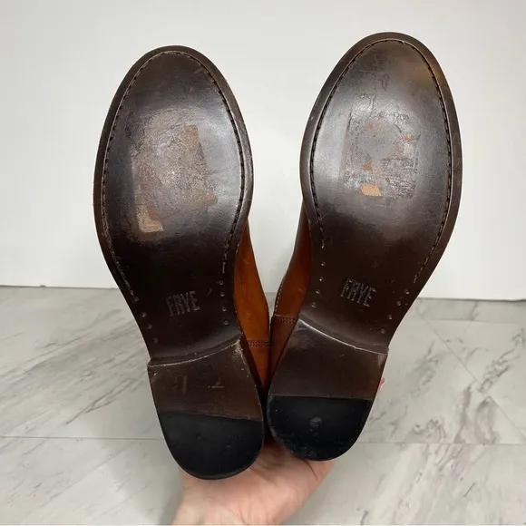 Frye Melissa Button Back Zipper Brown Boots 5 1/2