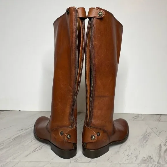 Frye Melissa Button Back Zipper Brown Boots 5 1/2