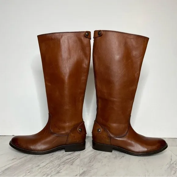 Frye Melissa Button Back Zipper Brown Boots 5 1/2
