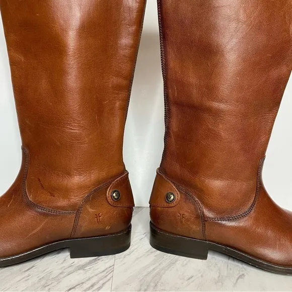 Frye Melissa Button Back Zipper Brown Boots 5 1/2