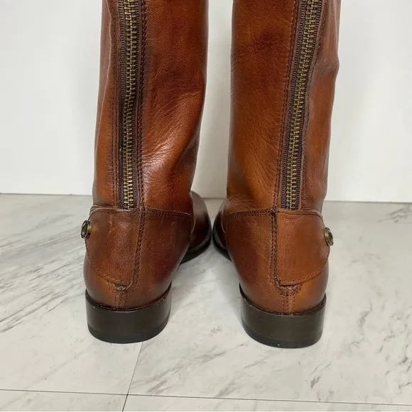 Frye Melissa Button Back Zipper Brown Boots 5 1/2