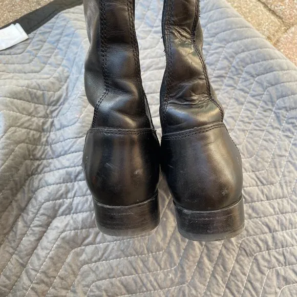 Frye Molly Knee High Extra Wide Calf Riding Boot Black Leather