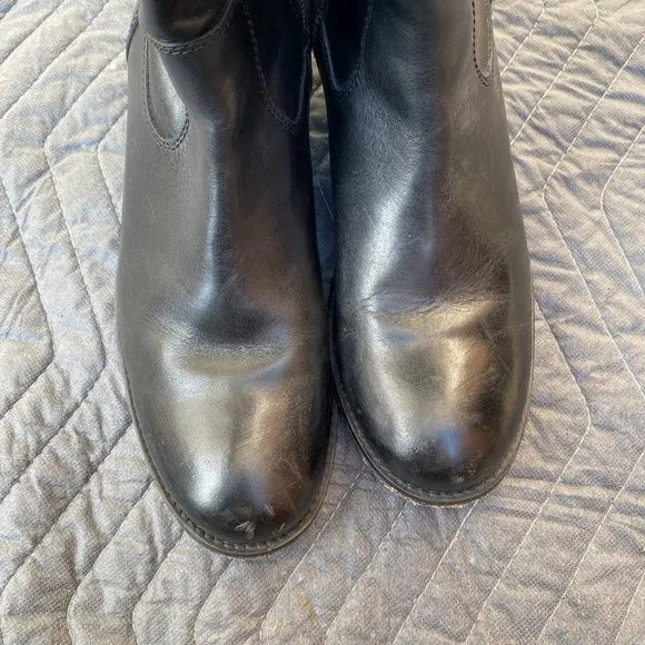 Frye Molly Knee High Extra Wide Calf Riding Boot Black Leather