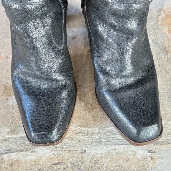Frye Piper studded chocolate brown stacked heel boots SZ 8.5