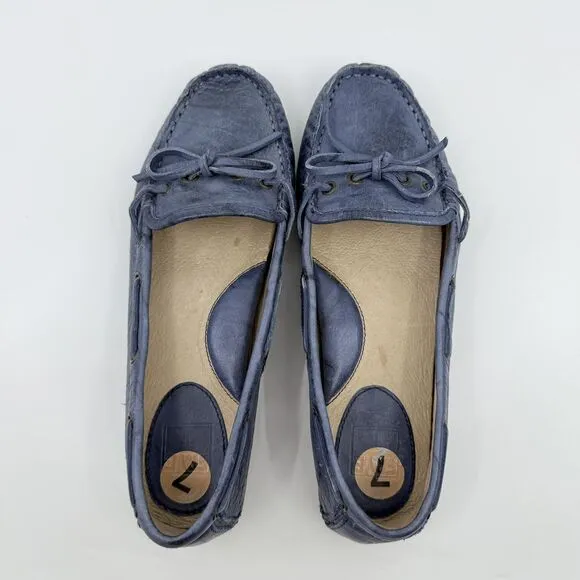 FRYE Reagan Campus Driver‎ Women 7 Leather Sapphire Loafers 72285