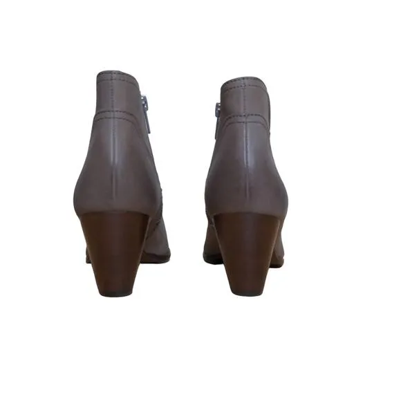 Frye Reina Leather Bootie Boots Pointed Stacked Heel 8.5M New