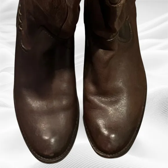 Frye | Shirley Artisan Tall Leather Riding‎ Boots Size 7 Dark Brown
