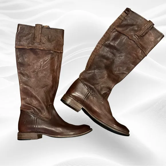 Frye | Shirley Artisan Tall Leather Riding‎ Boots Size 7 Dark Brown