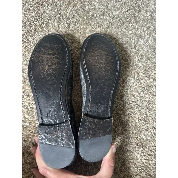 Frye Shoes Women's 7.5 B Carson Ballet Flats Comfort Round Toe Leather Gunmetal