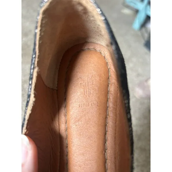 Frye Shoes Women's 7.5 B Carson Ballet Flats Comfort Round Toe Leather Gunmetal
