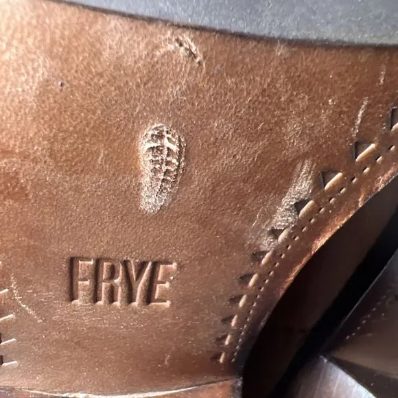 Frye Slouch Boot Lila Size 6 Saddle Brown Stacked Cone Heel Knee Pointed Toe