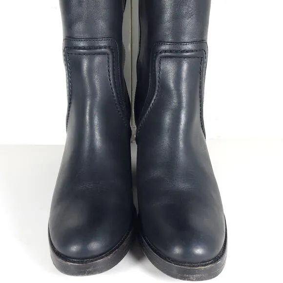 Frye Women's Jean US9B Black Wide Extended Calf Pull On Knee High Riding Boots