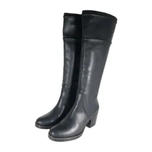 Frye Women's Jean US9B Black Wide Extended Calf Pull On Knee High Riding Boots