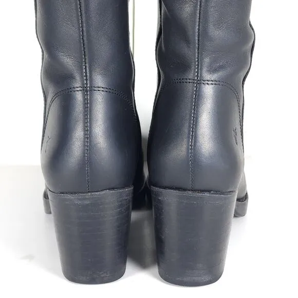 Frye Women's Jean US9B Black Wide Extended Calf Pull On Knee High Riding Boots
