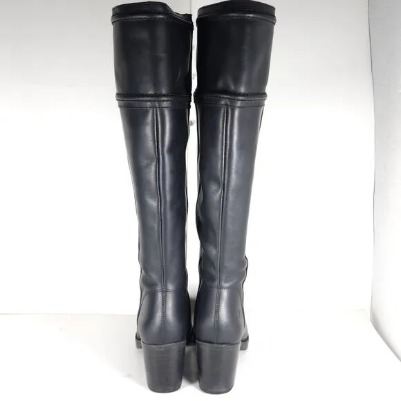 Frye Women's Jean US9B Black Wide Extended Calf Pull On Knee High Riding Boots