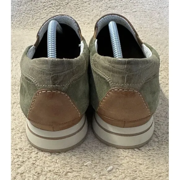 Galizio Torresi Shoes Green Brown Leather Oxford Slip-On Made In Italy Men’s 10