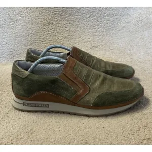 Galizio Torresi Shoes Green Brown Leather Oxford Slip-On Made In Italy Men’s 10