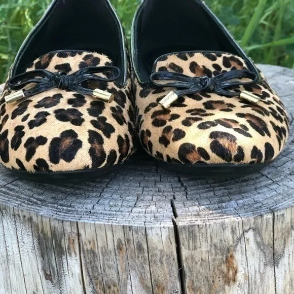 Geox Respira Leopard Fur Round Toe Flats 9