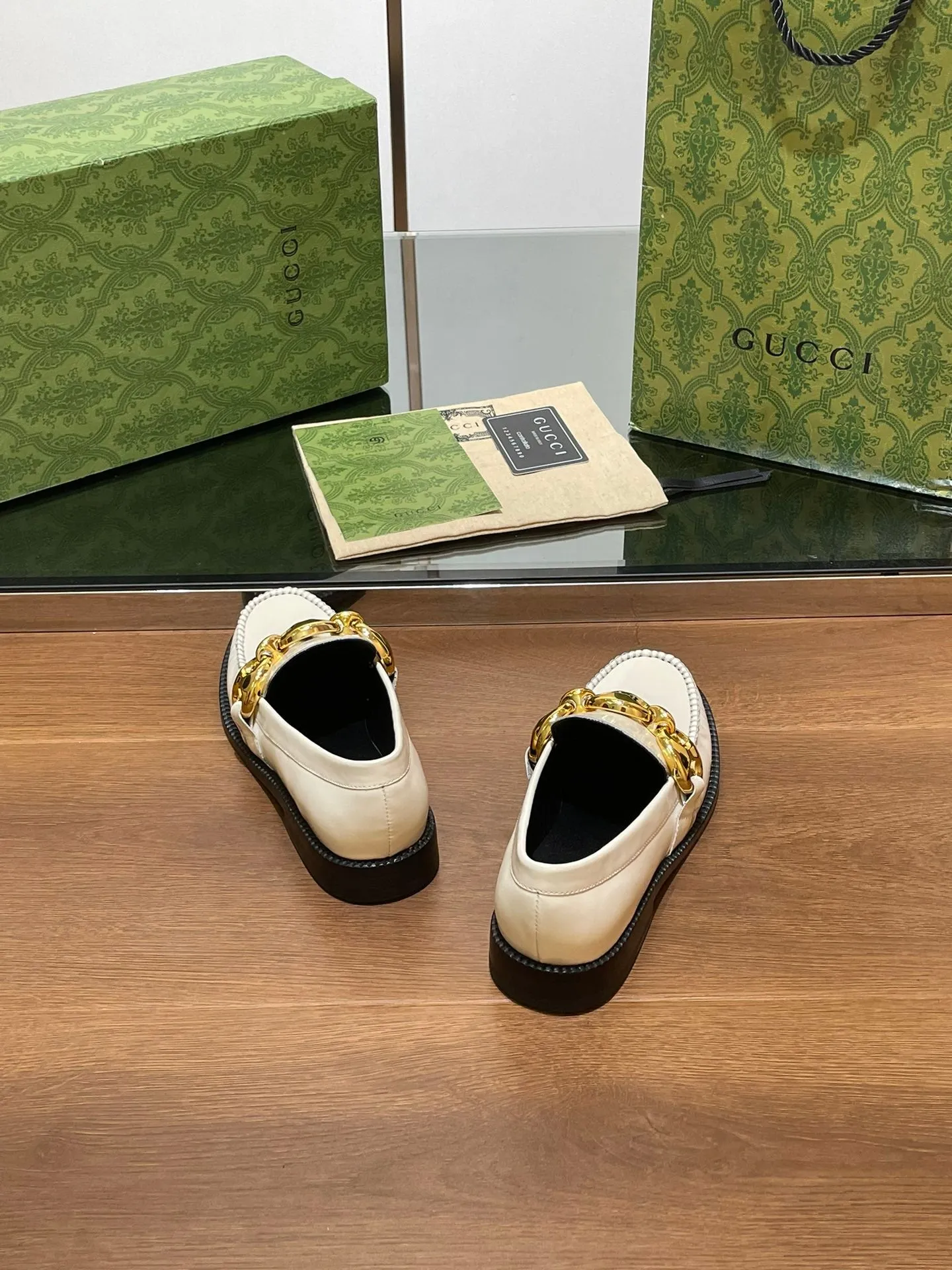 GG LOAFER SHOES IN WHITE CALFSKIN